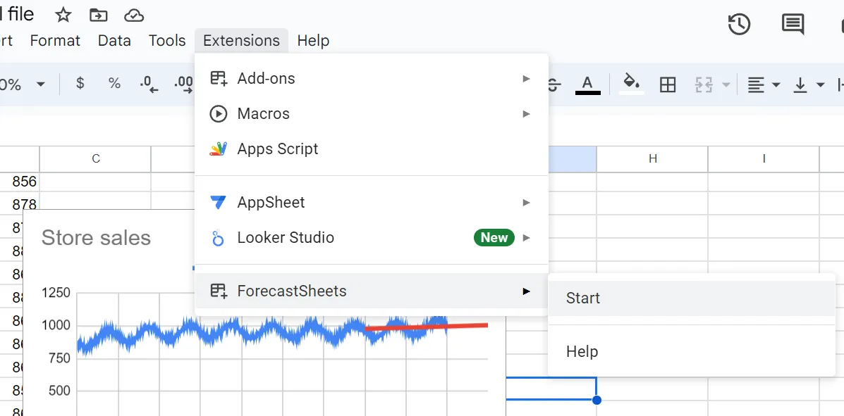 activate ForecastSheets add-on